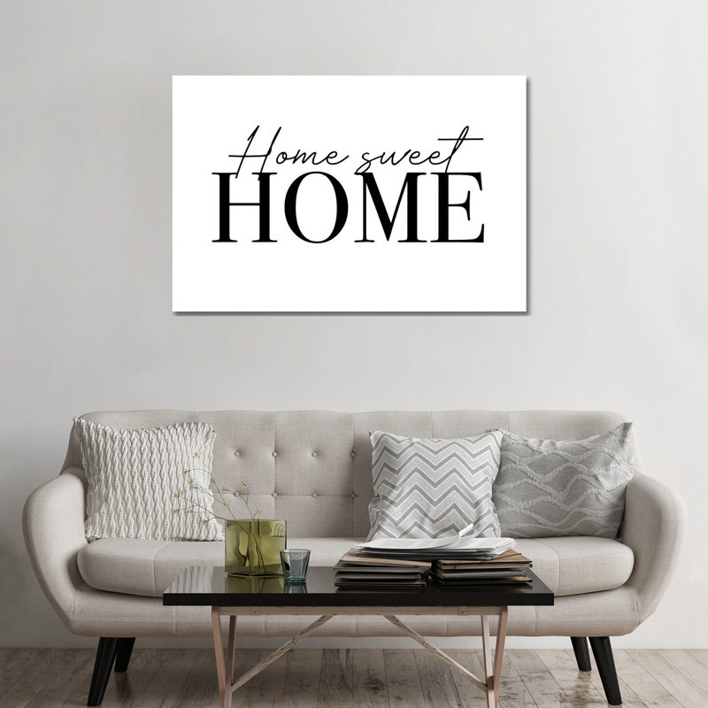 Home Sweet Home-impression d’art textuel, H 32 po x l 48 po x 1,5 po, Toile tendue, Pas de tapis