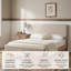 Lit tapissier moderne moderne, double, lin beige-129912534-129912537