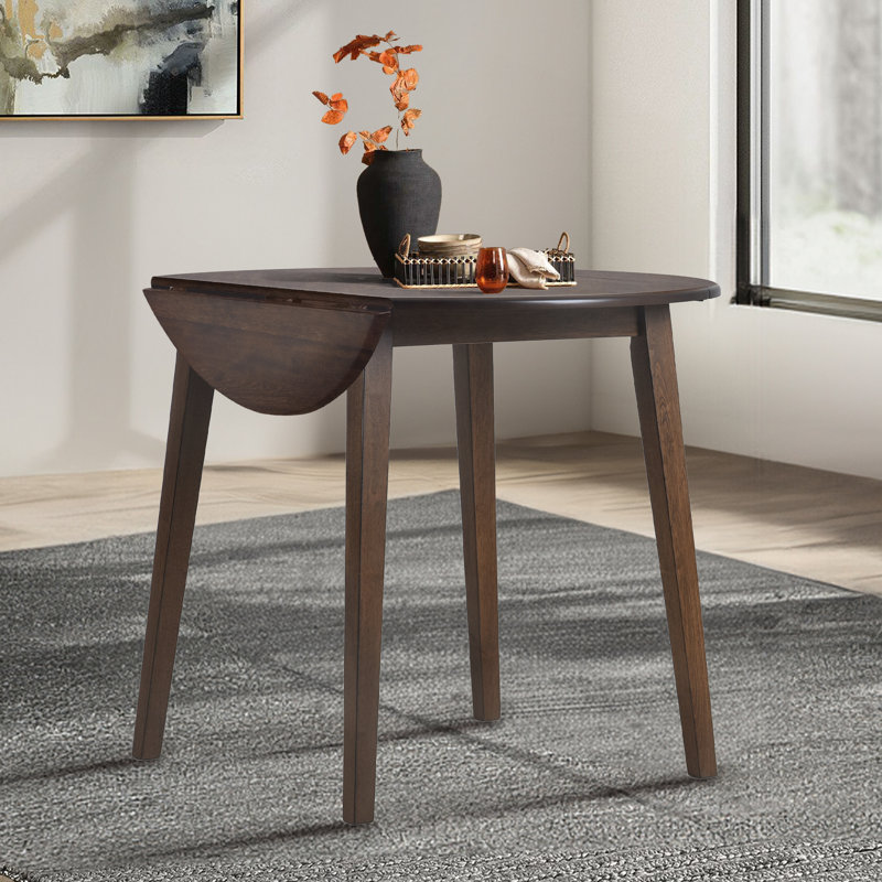 Layce Extendable Round Solid Wood Dining Table, Light Brown