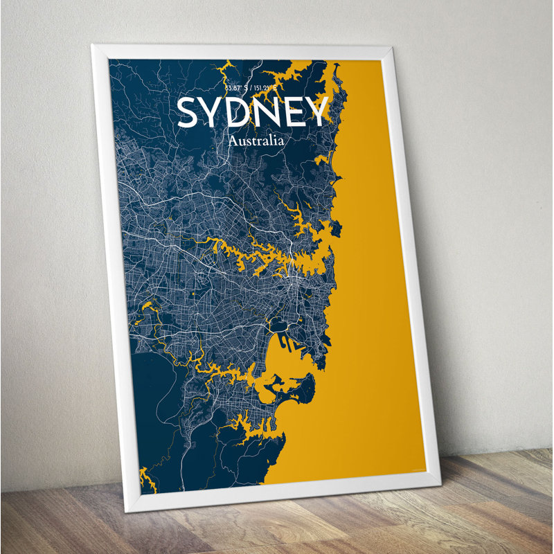 Sydney City Map - No Frame Print, 50.8cm H x 40.6cm W x 0.1cm D