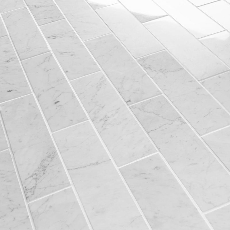 Carrara 3x12 Honed Marble Floor and Wall Tile, 2.95" W x 12" D, Polished