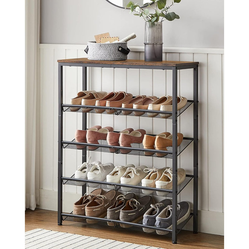 Range-chaussures pour hall d'entrée, range-chaussures à 5 niveaux avec tablettes de rangement
