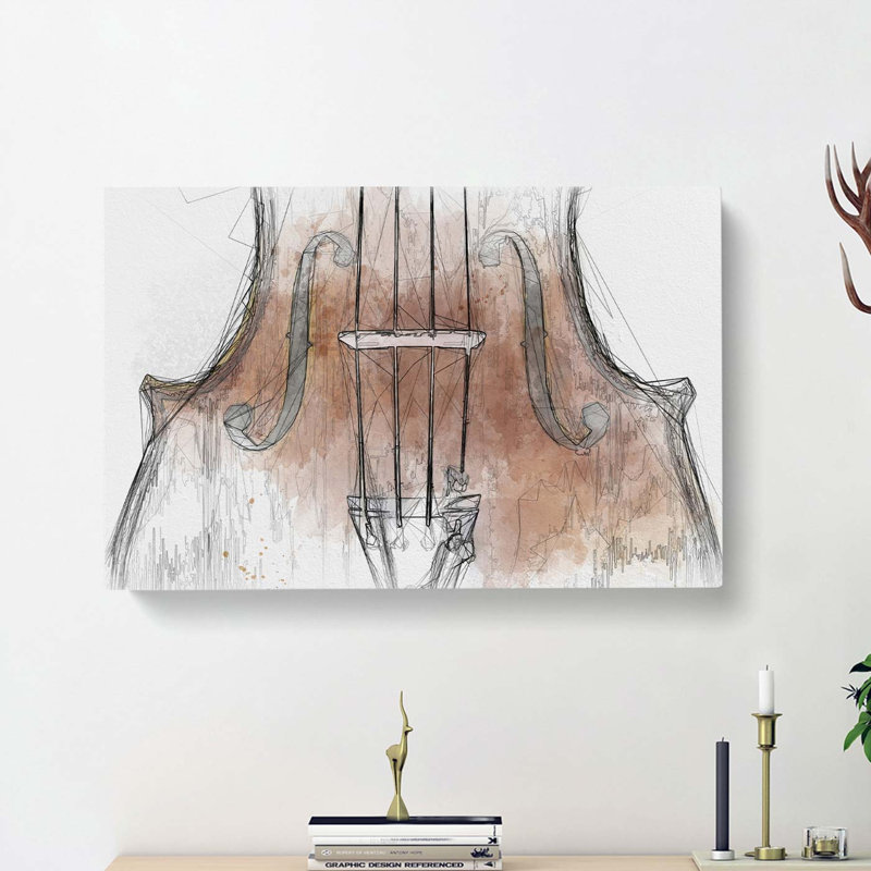 The Beauty of the Violin in Abstract - Wrapped Canvas Drawing - Wrapped Canvas, 35cm H x 50cm W x 3cm D
