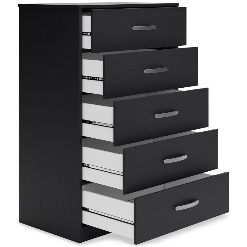 Commode 5 tiroirs Arkoe, H 41,34 po x l 26,73 po x P 15,83 po, Noir mat