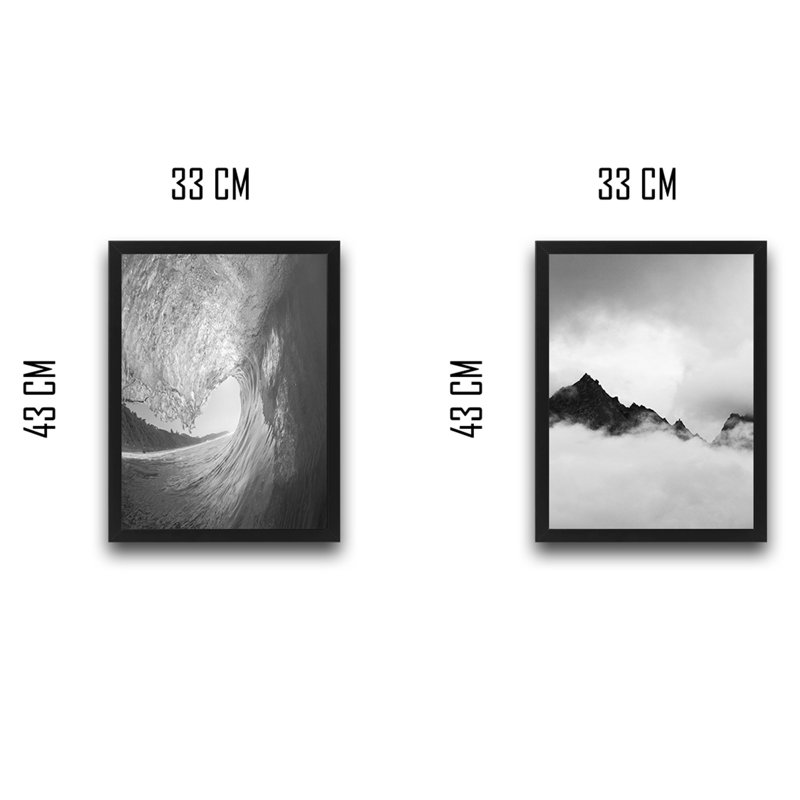 Superbes peintures encadrées décoratives (2 pièces), 11,8 x 15,7 pouces | Cadre 100% stratifié, œuvres d'art en papier | Fixation murale facile avec la quincaillerie de suspension | Parfait pour le salon, la chambre à coucher et le bureau