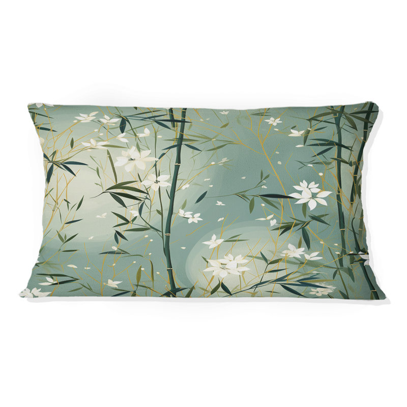 Bamboo Zen Haven II - Oriental Printed Throw Pillow