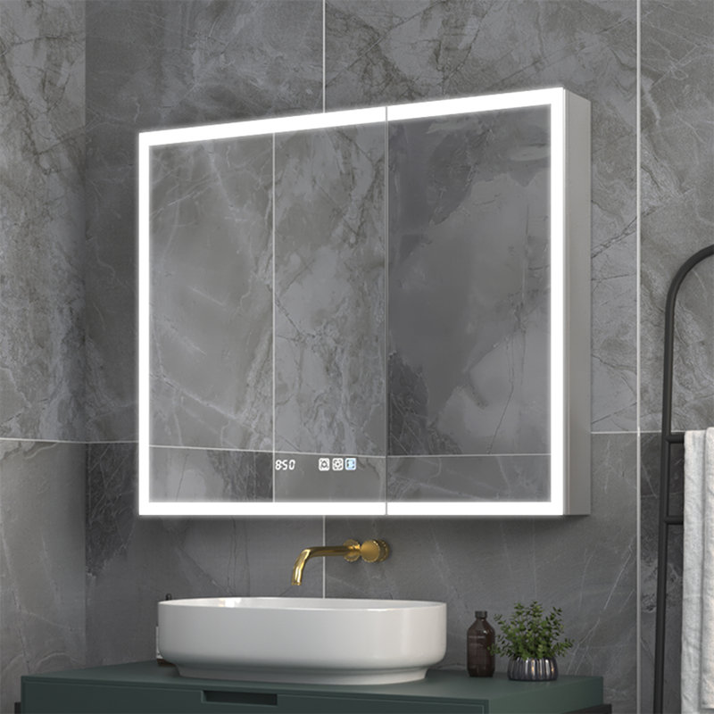 Seese 36'' W 30'' H Frameless LED Medicine Cabinet with Mirror and 3 Adjustable Shelves