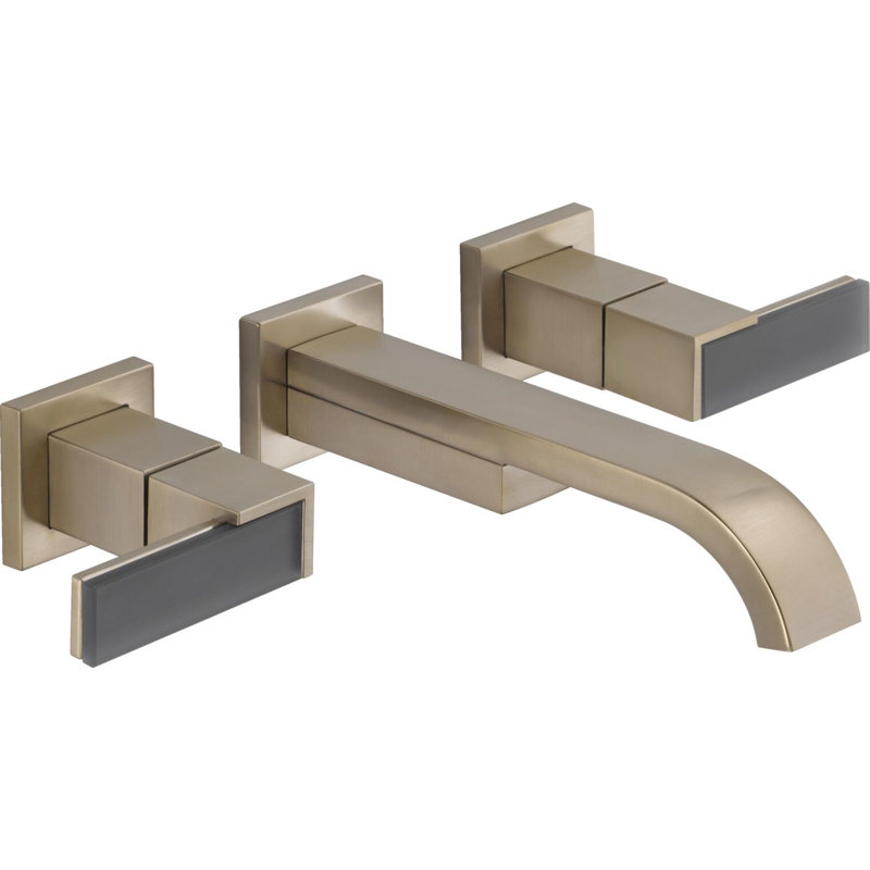 Siderna® Widespread Bathroom Faucet, Brushed Nickel, 1.2, Lever with glass black insert
