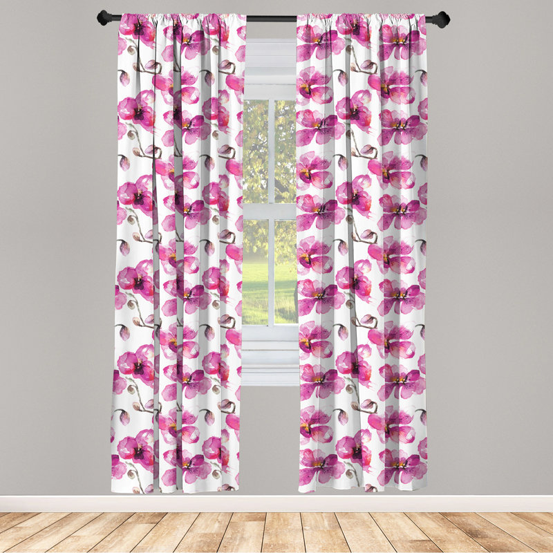 Watercolor Semi-Sheer Rod Pocket Single Curtain Panel, 28" x 95"