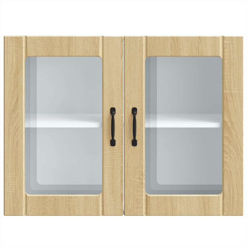 Kitchen Wall Cabinet With Glass Door Lucca Engineered Wood, Sonoma Oak, 60cm H x 80cm W x 31cm D
