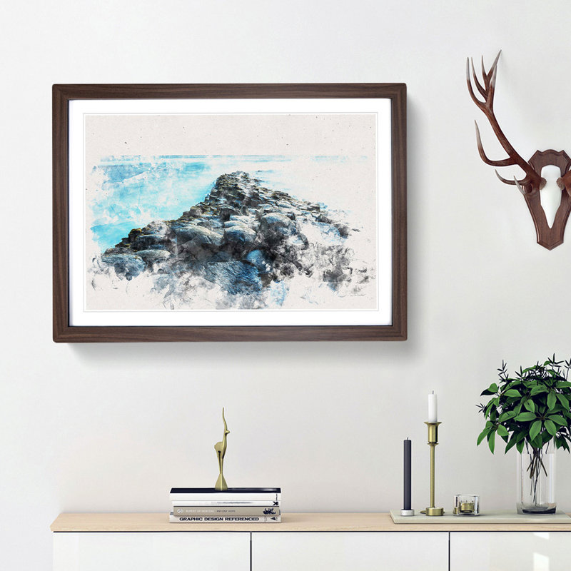 Giants Causeway in Bushmills - Picture Frame Painting Print, 36cm H x 48cm W x 2cm D, Walnut Framed