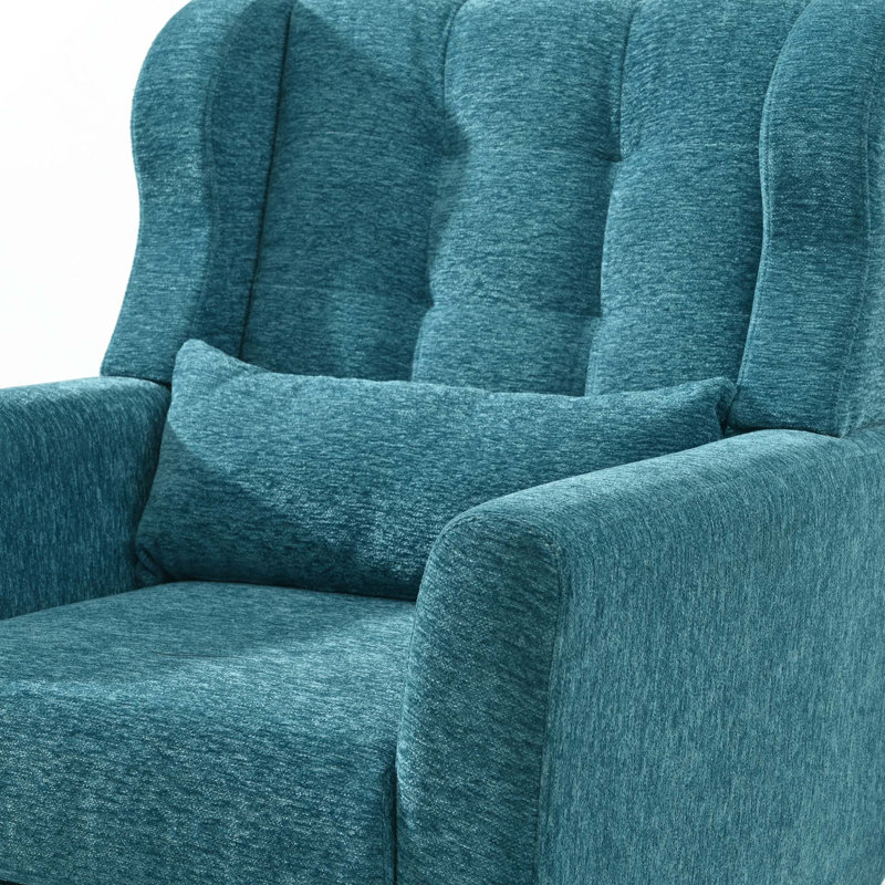 Chaise avec accoudoirs Mid-Century, Chenille bleu sarcelle