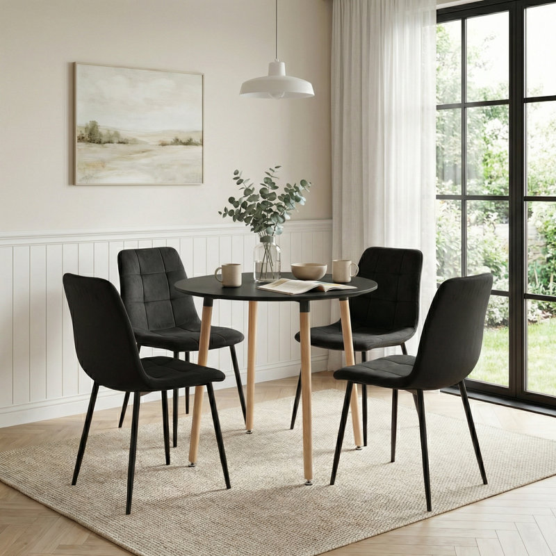 4 - Person Dining Set, Black, Black