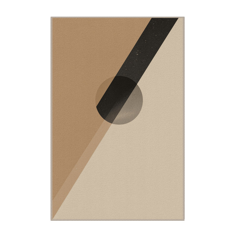 Tapis beige de style minimaliste Scni Pavni Eclipse lavable à la machine, 6x9