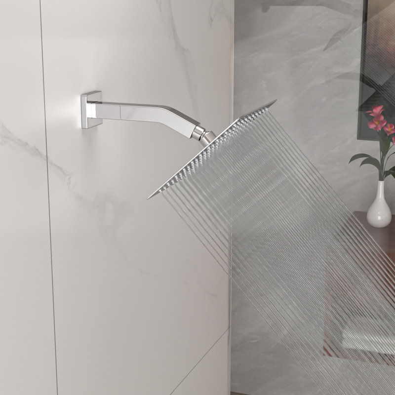 8 Inch Rain Shower Head 2.5 GPM High Flow Square Stainless Steel Rainfall Shower Head High Pressure Design, Polished Chrome