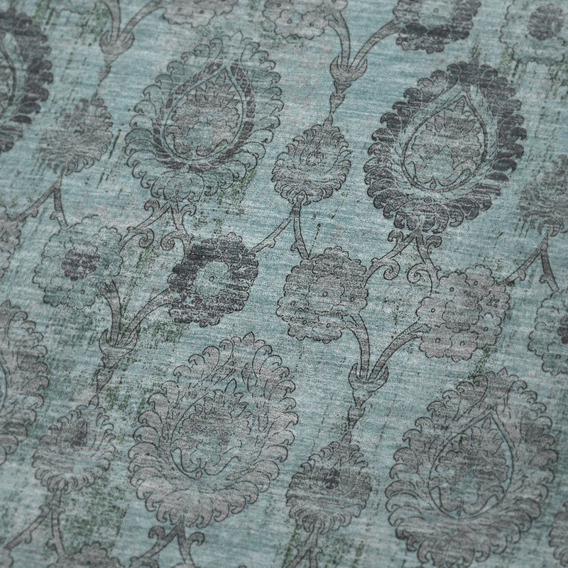 Jeté en damas lavable à la machine Addison Sherpa ASB821, Turquoise Damask