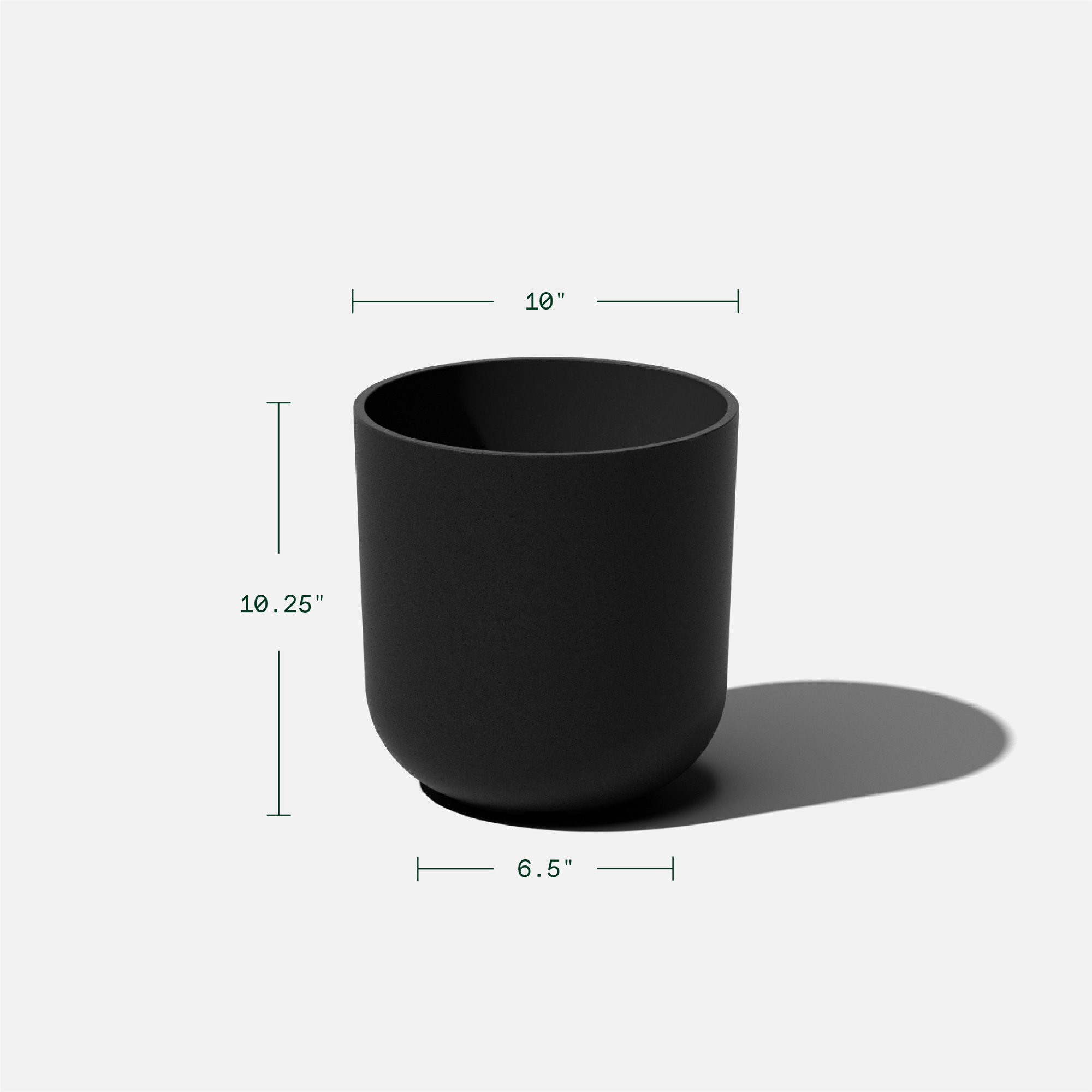 Mason Series Kona Planter, Black, 10.25" H x 10" W x 10" D, 1