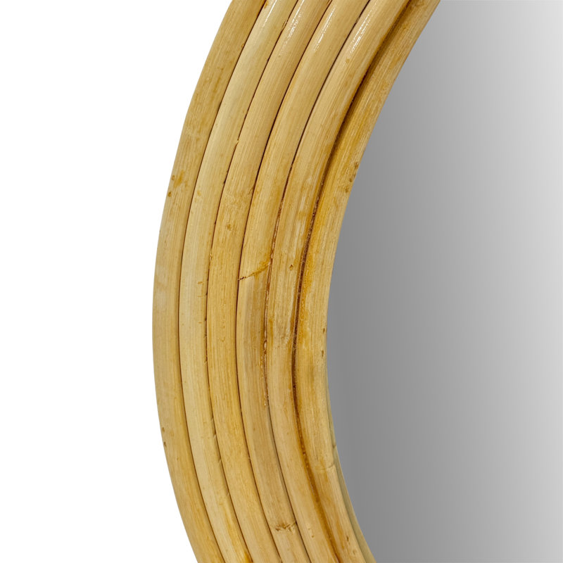 Martha Stewart Luna Natural Rattan Round Wall Mirror