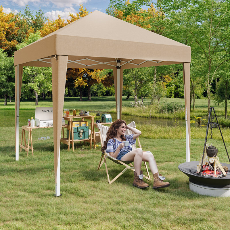 2 x 2m Pop Up Gazebo Aluminium Outdoor Folding Metal Canopy Waterproof  Party Tent, Beige