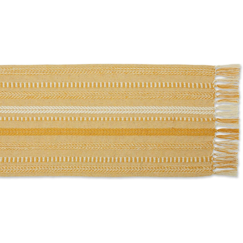 Elco Striped Table Runner, 15" x 113"", Gold