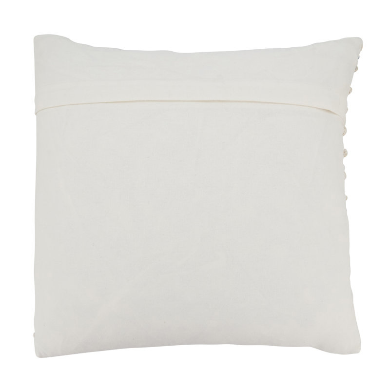 Artisan Woven Blue and White Cotton Throw Pillow Cover