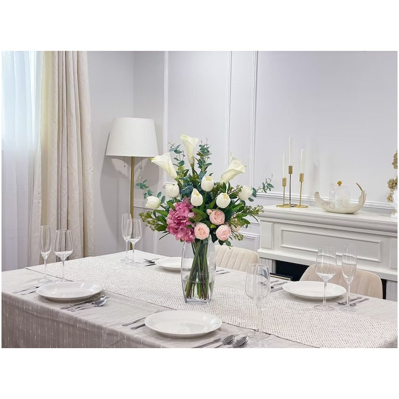 Lilies/Tulip Real Touch Artificial Flowers in Vase