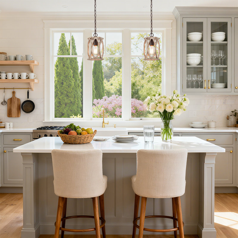 Danas 1-Light 6'' W Farmhouse Dining Room Single Cylinder Pendant UL Certified