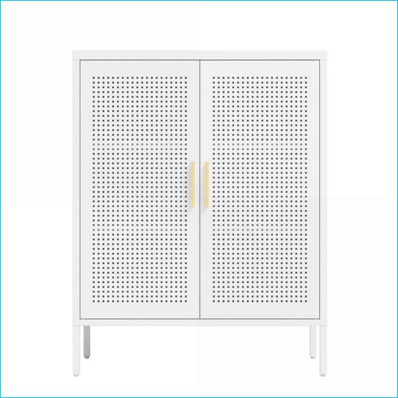 Armoires de rangement avec 2 portes 2 tablettes réglables | Armoire en acier et en métal pour la salle de gym de l'école à domicile | Blanc | Acier