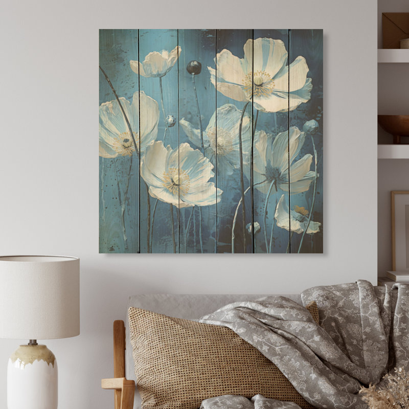 Un champ serein de boutons d'or - Art mural en bois sur bois de pin naturel, H 36 po x l 36 po