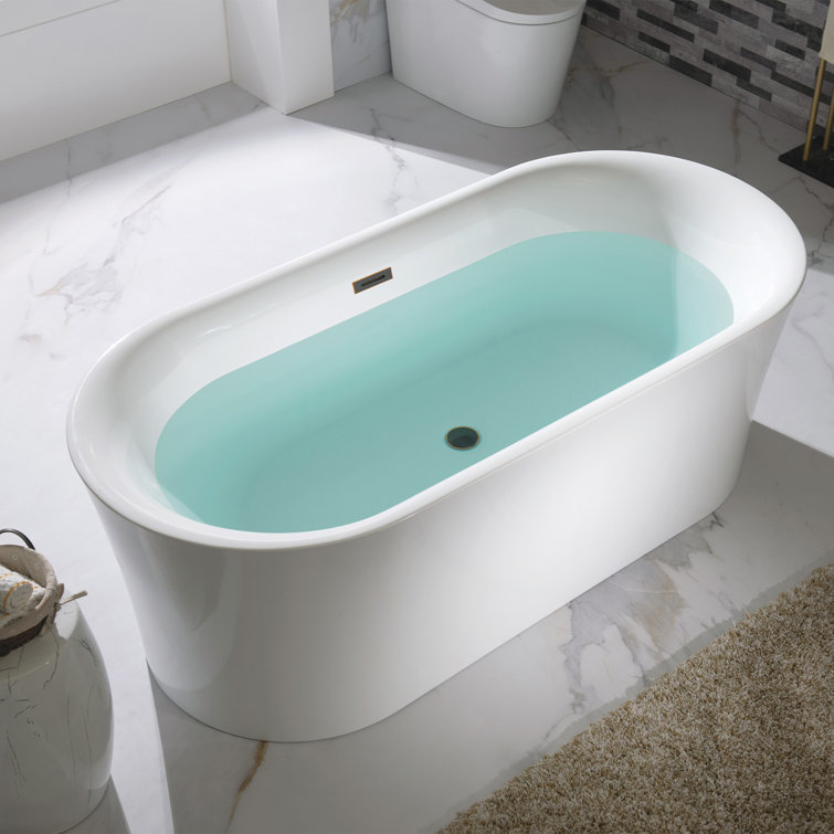 59'' x 29.52'' Freestanding Soaking Acrylic Curved Design Bathtub