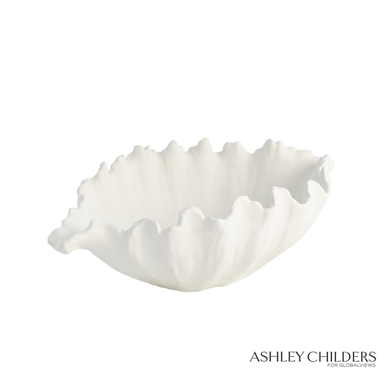 Organic Wave Oval Bowl-White-Lg, 5.75" H x 18.50" W x 10.50" D, White