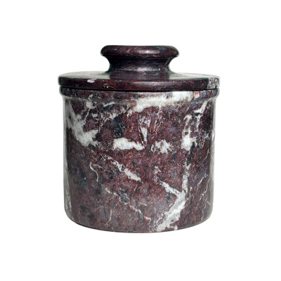 Natural Marble Butter Crock With Lid – Handmade Décor And Countertop 4" Inches Butter Keeper For Fresh Spreadable Butter