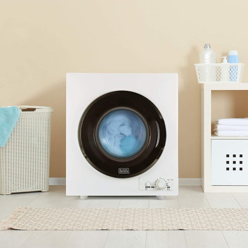 White Portable Front Loading Dryer with Moisture Sensing for RV