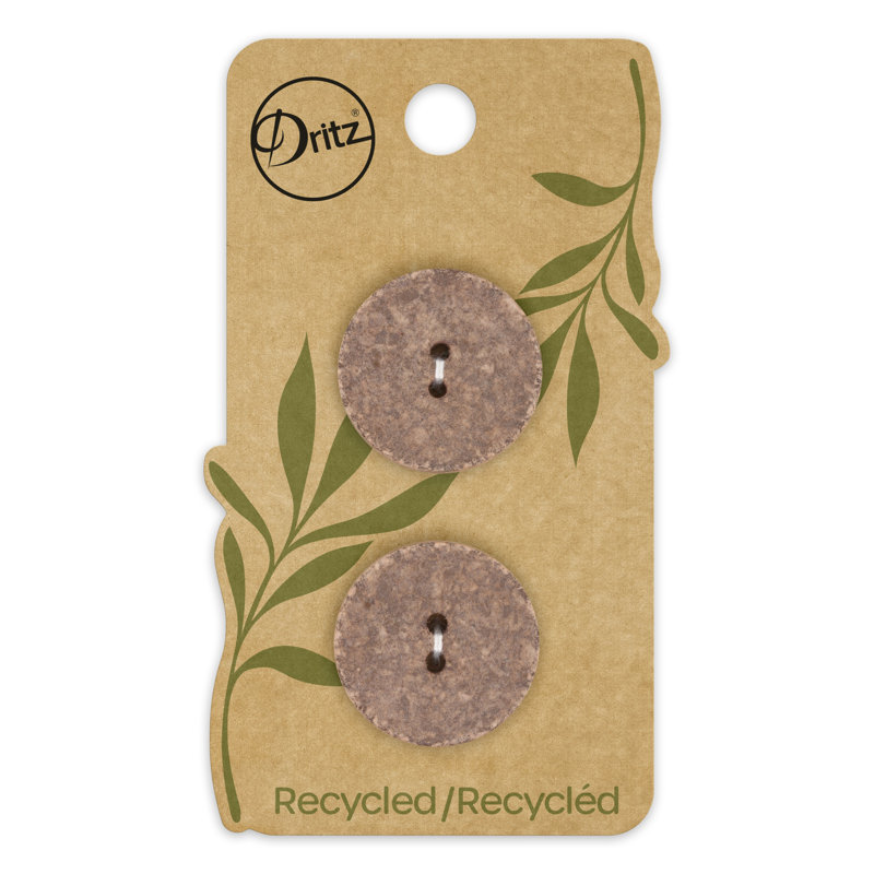 Bouton rond en coton recyclé Dritz, 23 mm, brun moyen, 6 boutons