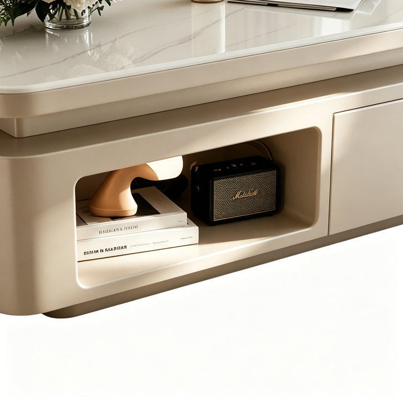 Cantero, H 17,71 po x L 39,37 po x l 19,68 po, Blanc / Gris, Crème