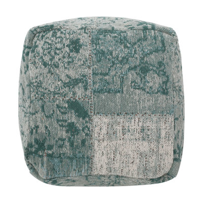 Ocean Square Pouf, Teal And Beige