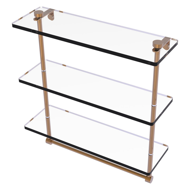 Gober 3 Piece Tiered Shelf with Towel Bar, 18" H x 16" W x 5" D, Brushed Bronze