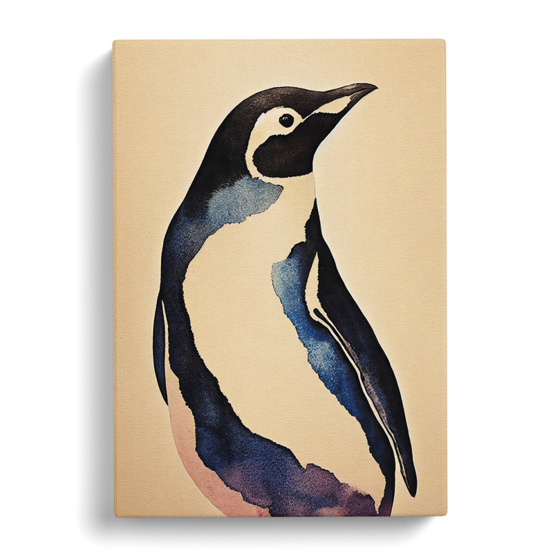 Watercolour Penguin No.5 - Wrapped Canvas Painting, 50cm H x 35cm W x 3cm D