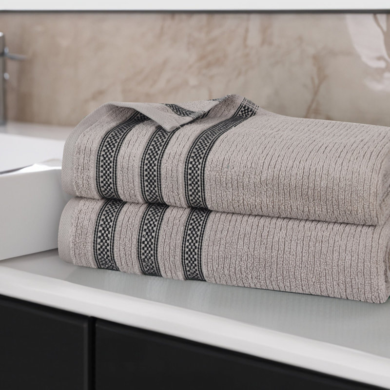 100% Zero Twist Cotton Ribbed Oversized Plush Bath Sheets, Grey