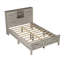 Lit plateforme Farmhouse avec porte de grange coulissante double, lit en bois rustique avec station de charge, support à lattes de bois-1120969835-1120969832