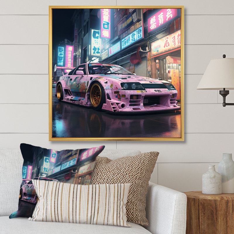 Bosozoku pastel Kiragami, H 36 po x l 36 po x P 1,5 po, Cadre flottant doré