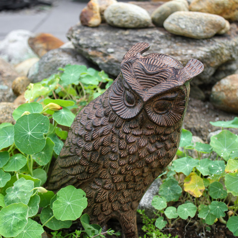 Bronze Great Horned Owl Garden Statue