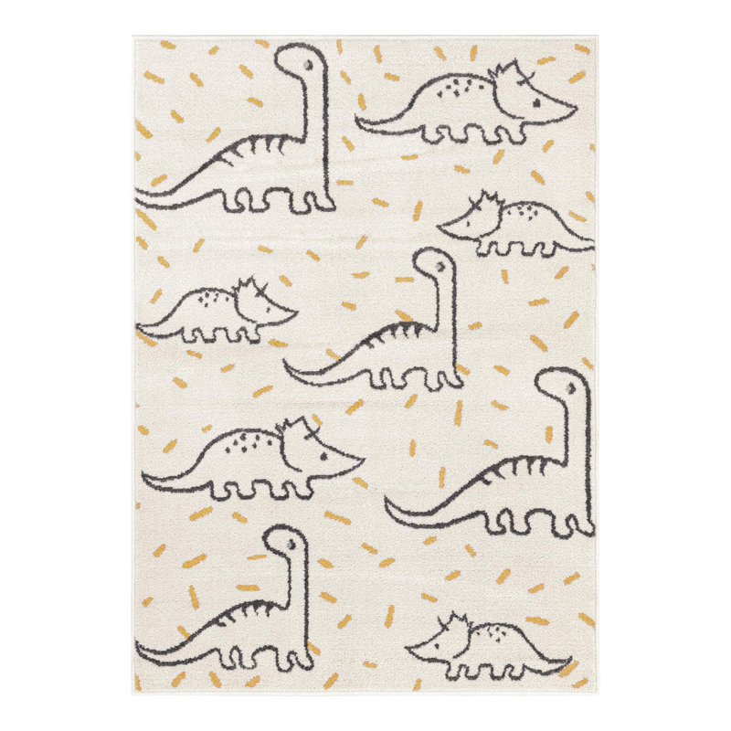 Unique Loom Dinosaur Whimsy Kids Rug, Rectangle 4'1" x 6'1"