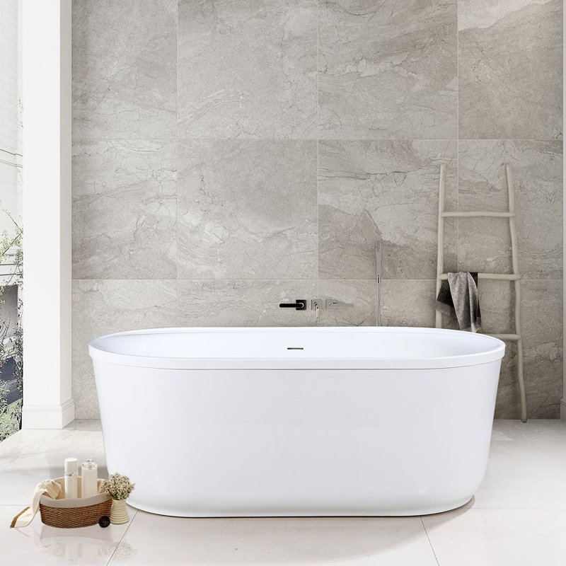60.25'' x 32.75'' Freestanding Soaking Acrylic Bathtub