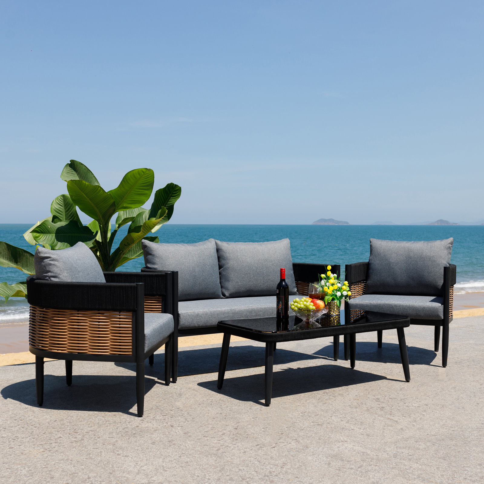 Corrente 4-Person Patio Seating Group, Gray