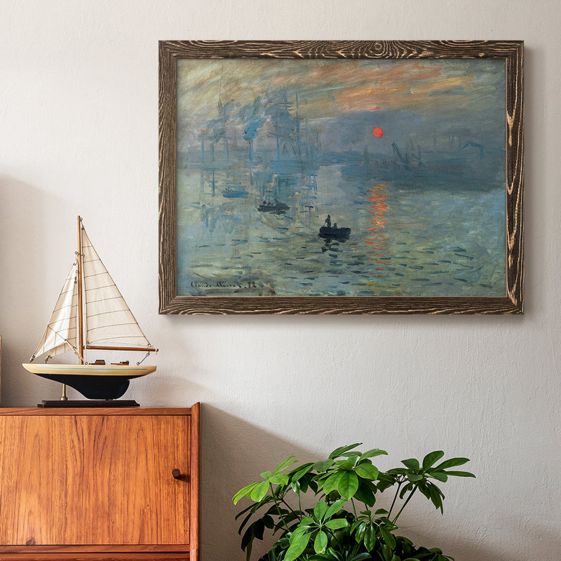 Lever de soleil encadré sur toile, Noyer, H 14 po x l 20 po x P 1,5 po