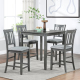 Dining Table For 4, Counter Height Grey Square, Materials, Comfortable Seat Cushions, Easy Assembly 4 , Square Table, Stable Tabletop, Water- Upholstery