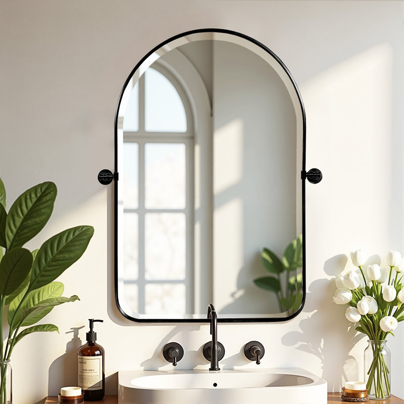 Norita Metal Arch Mirror, Black, 32" x 23"