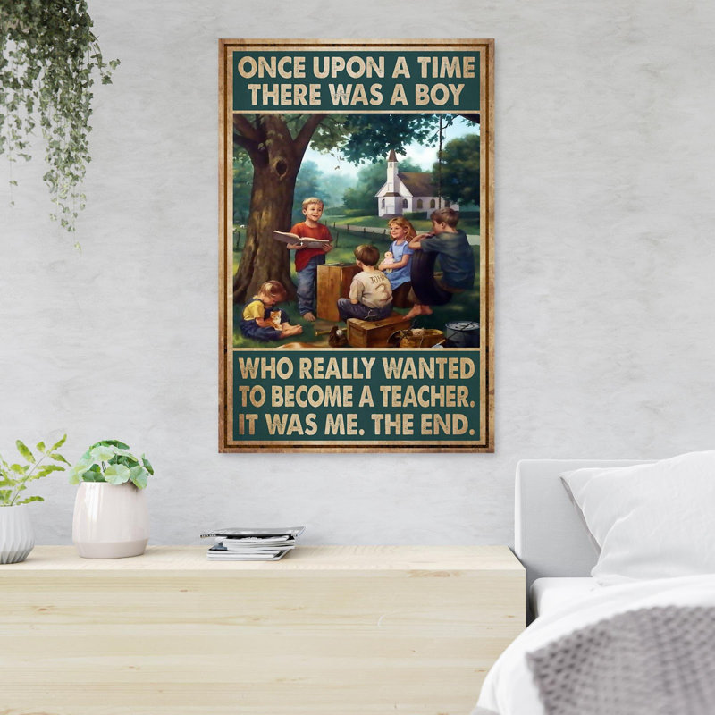 Students Studying Under The Tree - Once Upon A Time There Was A Boy Who Really Wanted To Become A Teacher - 1 Piece Rectangle Graphic Art Print On Wrapped Canvas