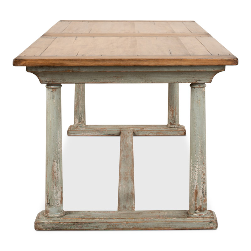 Amelia Extendable Pine Wood Dining Table with Sage Base